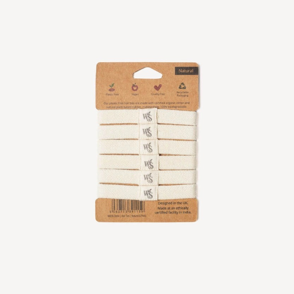 Plastic free hair ties blonde on cardboard packaging