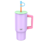 SHO reusable insulated large tumbler in neon nostalgia (purple body, pink handle, green lid and orange straw)