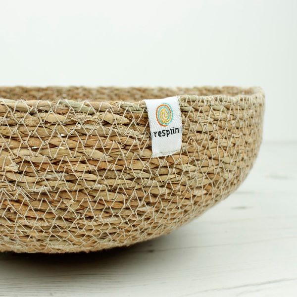 Seagrass bowl shown close up