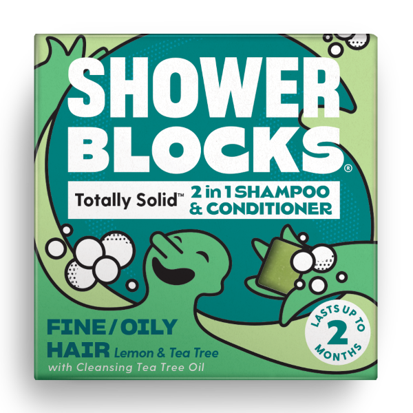 Shampoo and conditioner 2 in 1 bar for fine/oily hair in green cardboard packaging