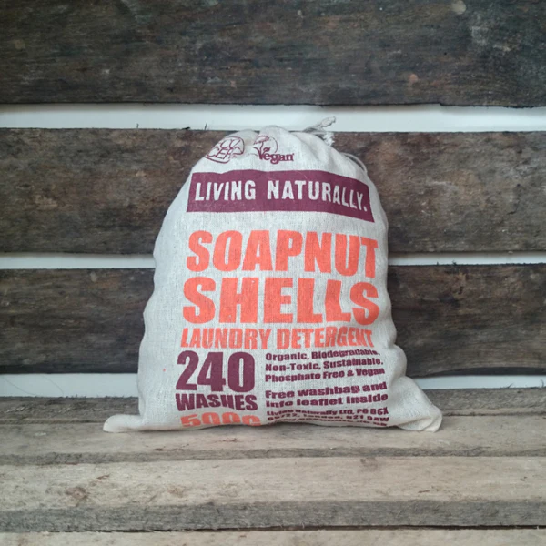 Eco-friendly laundry soapnut shells 500g inside cotton reusable bag