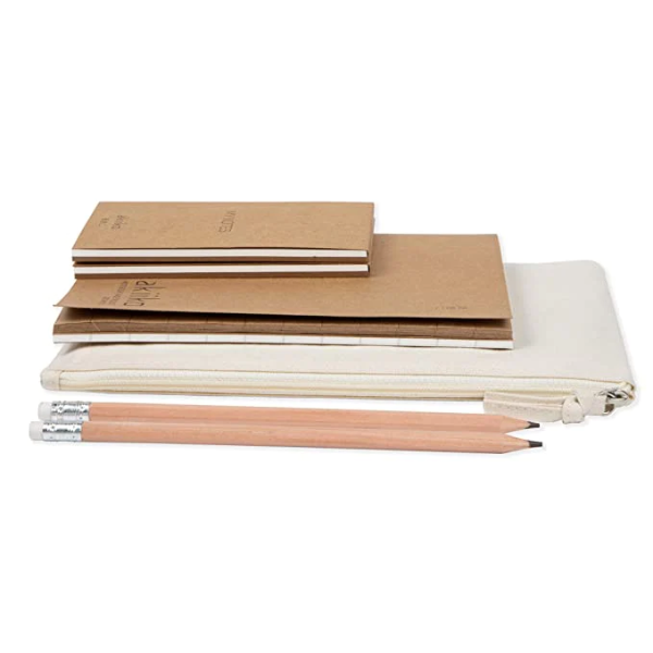 Natural coloured vegan stationery set