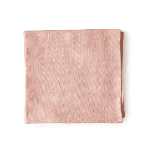 Organic cotton tea towel shown in Rose pink close up