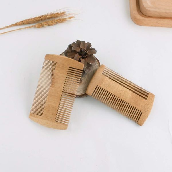 Two bamboo beard combs