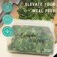Container of coriander with 'moon moon' branding on a wooden board.