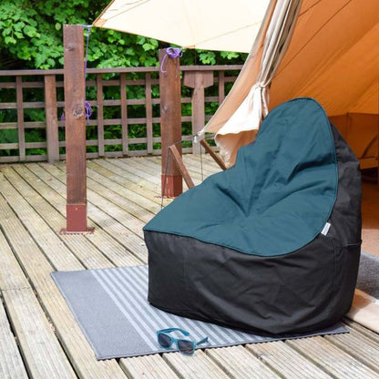 Outdoor eco-friendly beanbag Marine & Orca outside a garden tent