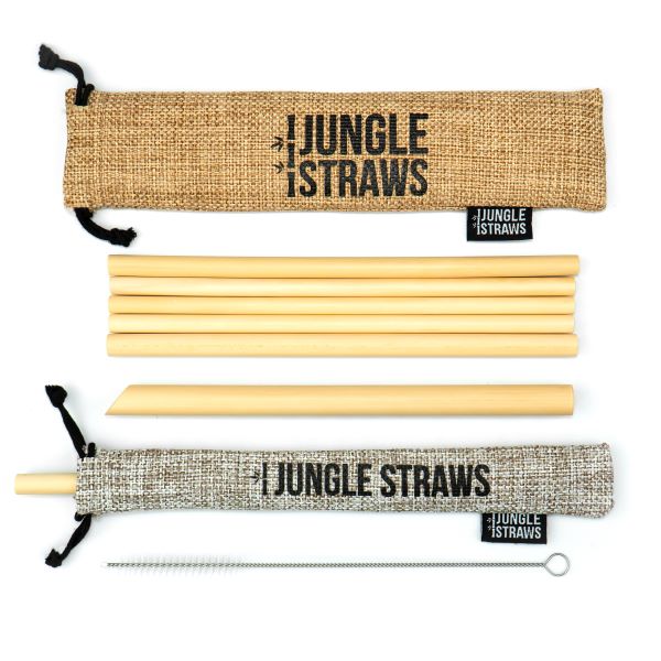 Eco-friendly bamboo and jute straw set Ash