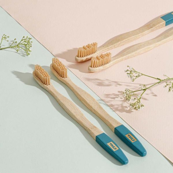 Four bamboo toothbrushes