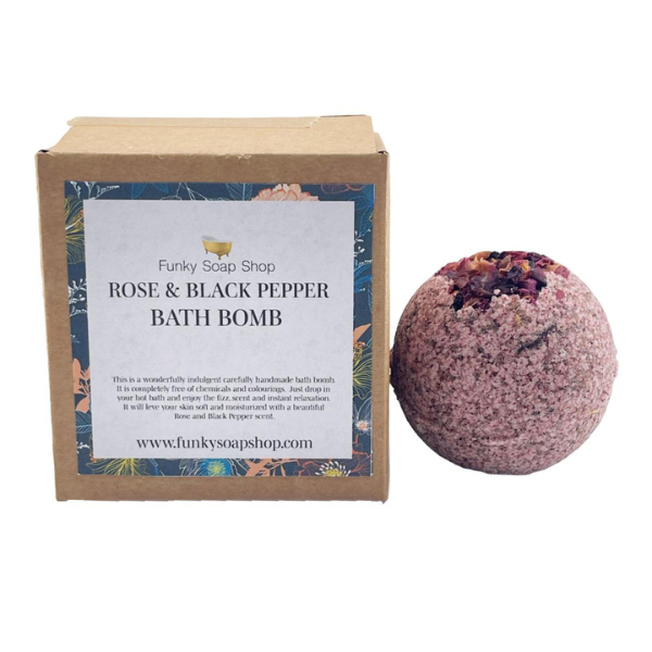 Bath bomb with cardboard box Rose and black pepper