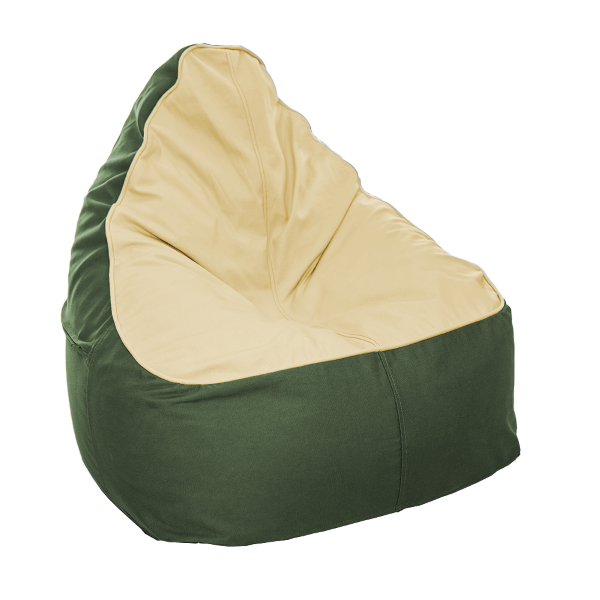 Eco-friendly bean bag Cream Forest (cream seat with forest green base)