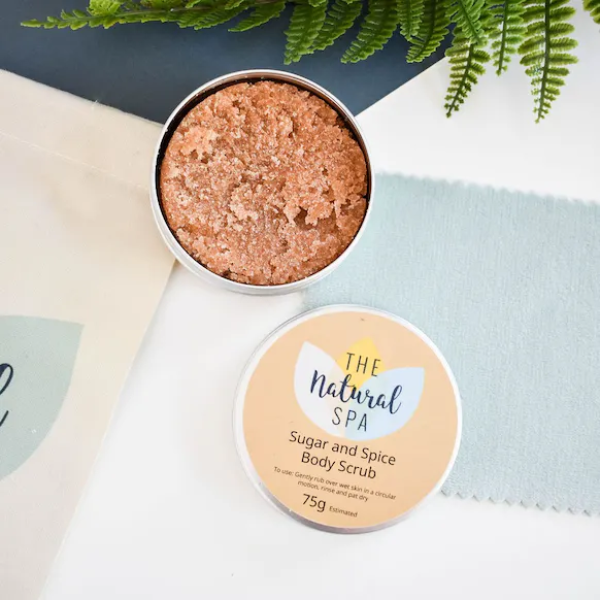 Eco-friendly body scrub tin Sugar and spice