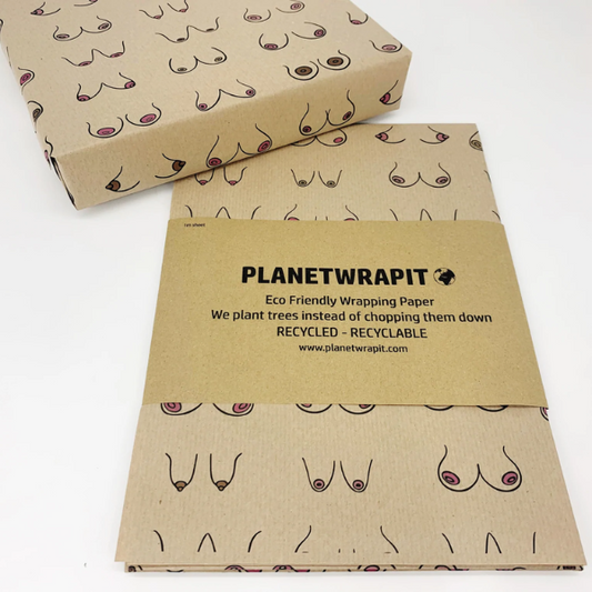 Eco-friendly wrapping paper Brown with boobs design