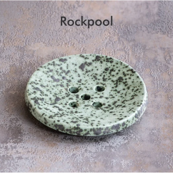 Ceramic circular soapdish Rockpool