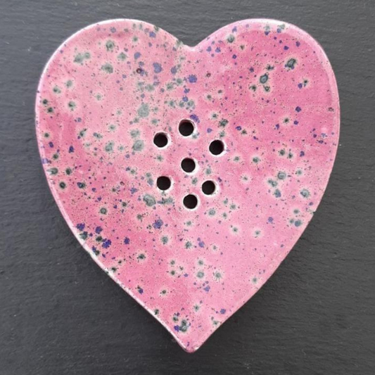 Ceramic soapdish Heart Pink Heather