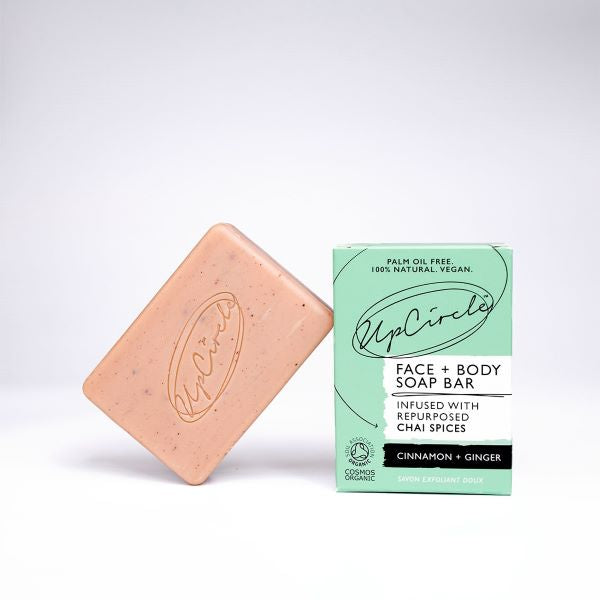 UpCircle chai face and body soap bar Cinnamon and ginger with box
