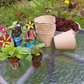 Several empty biodegradable plant pots with cuttings ready to be planted 