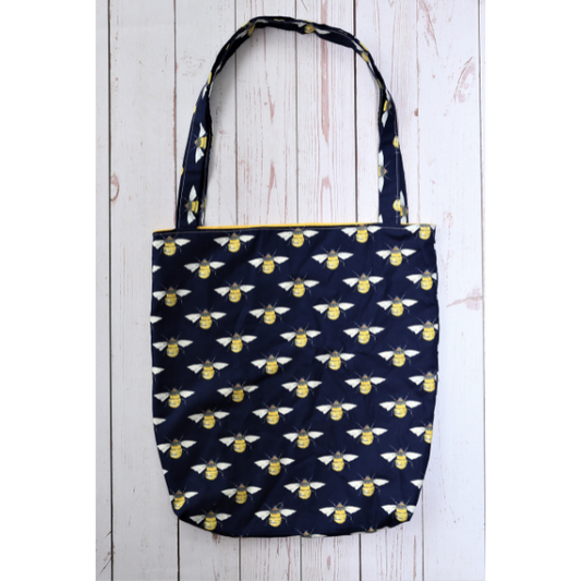 Cotton tote bag Navy bees