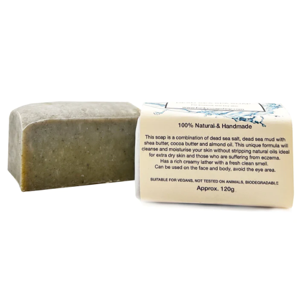 Dead Sea Spa soap bar showing description on label