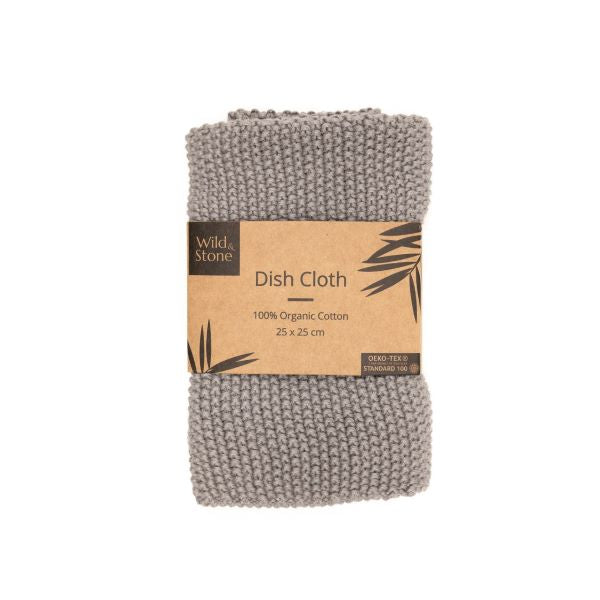 Knitted cotton dishcloth Dove grey