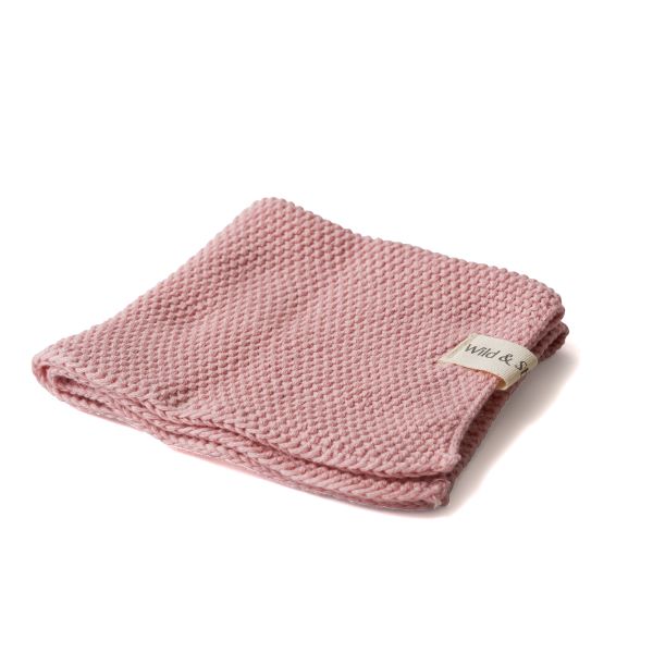 Knitted cotton dishcloth Rose