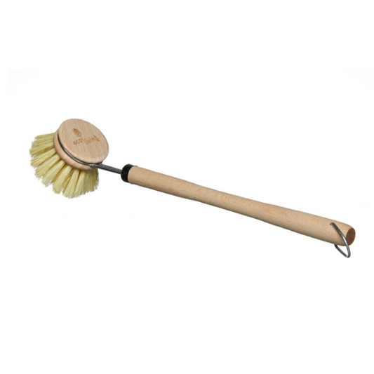 Wooden dish brush with replaceable head