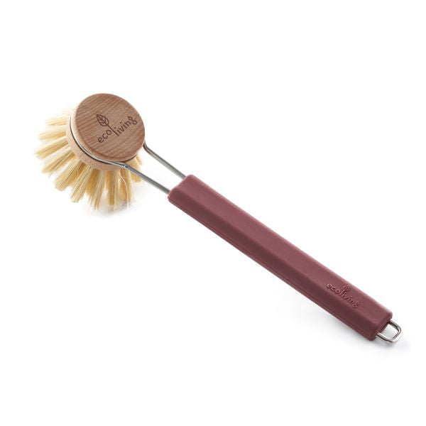Dish brush with replaceable head - burgundy