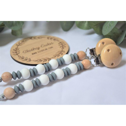 Eco-friendly baby dummy clip Grey white