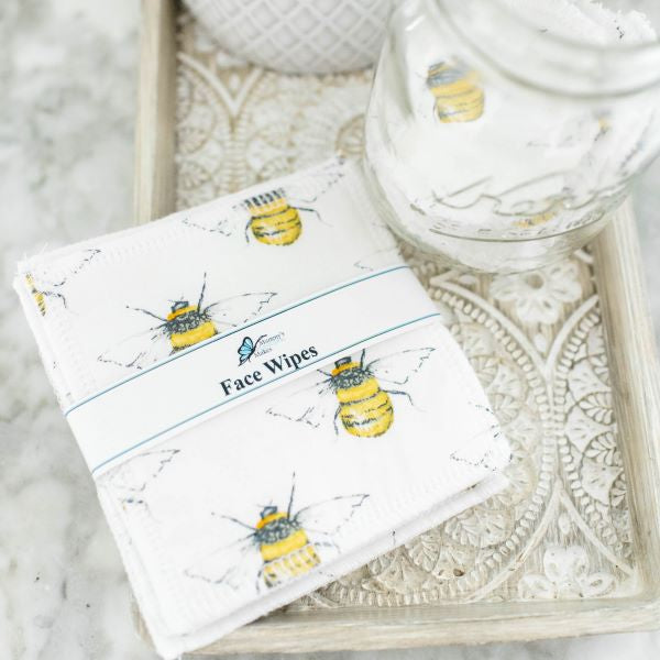 Reusable eco-friendly face wipes White bee