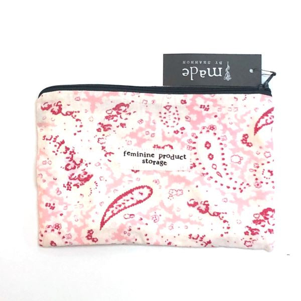 Vintage fabric pouch Feminine product storage Paisley pattern