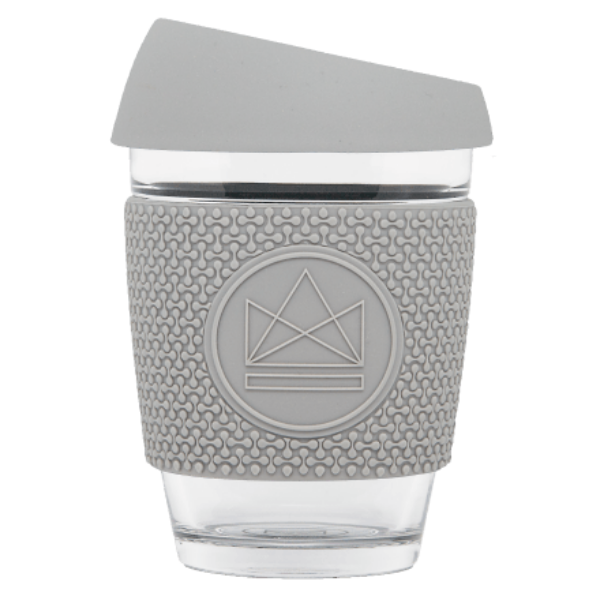 Eco-friendly glass travel mug grey