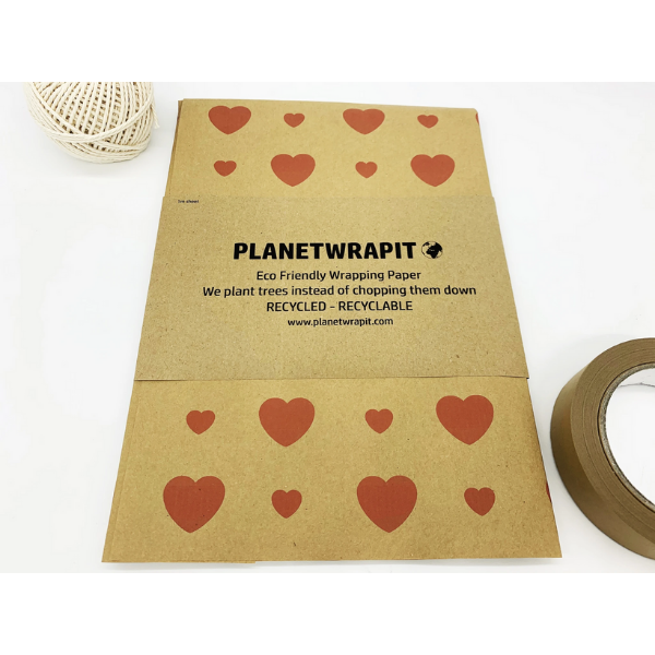 Eco-friendly wrapping paper Hearts Natural