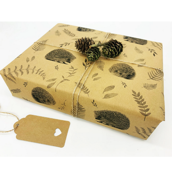 Eco-friendly wrapping paper hedgehog