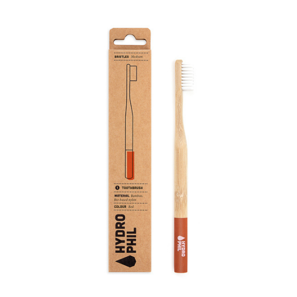 Hydrophil bamboo toothbrush red medium bristles