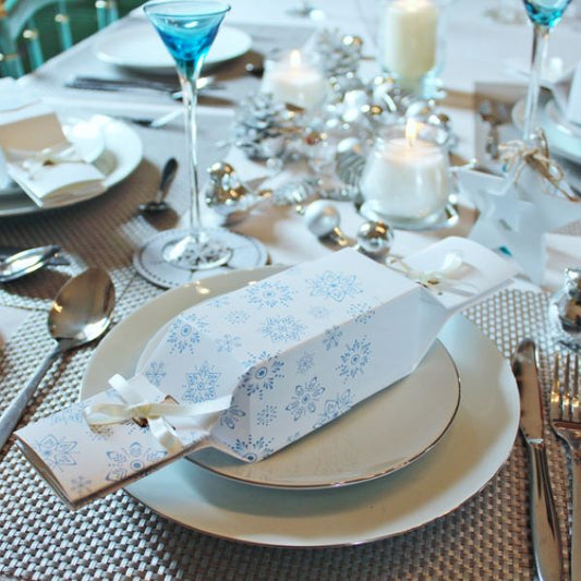 Keep this cracker Reusable Christmas cracker on table Frosty White