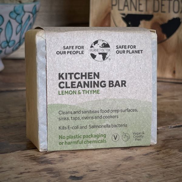 Kitchen cleaning bar in paper packaging