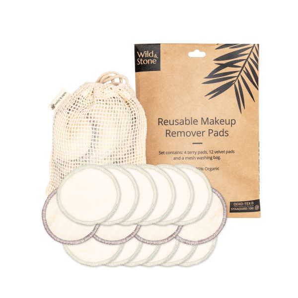 Bamboo reusable make-up pads with packaging