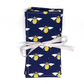 Reusable cotton napkins in Navy bee wrapped in ribbon