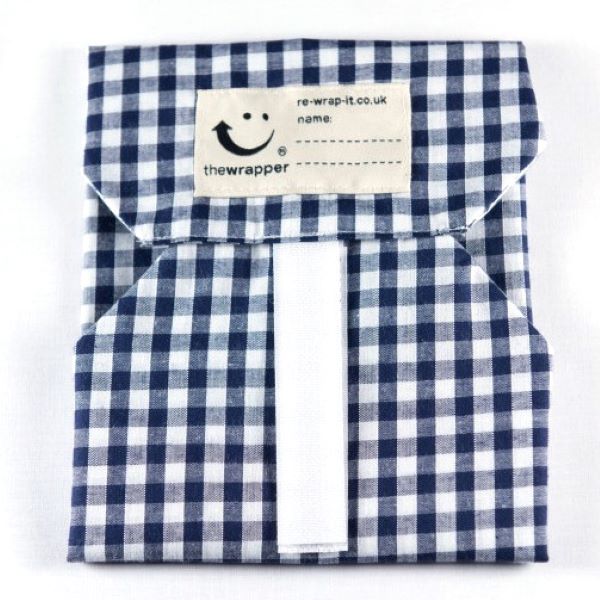 Sandwich wrapper Navy blue check (Navy blue background with white check)