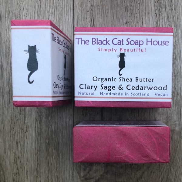 Eco-friendly Black Cat Soap House Soap bar Clary sage and cedarwood