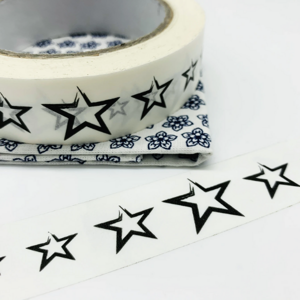 Eco-friendly paper tape (white) with black stars