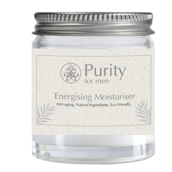 Eco-friendly energising moisturiser for men glass jar