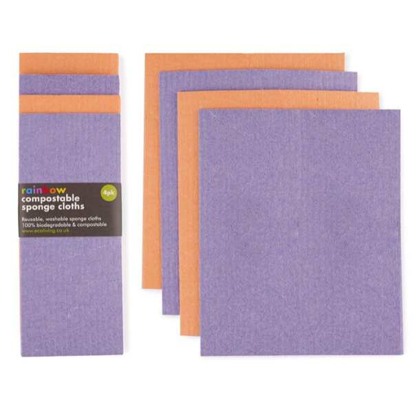 Compostable cloths rainbow bright (2 each of orange and purple)