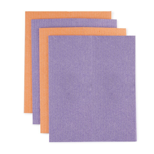 Compostable cloths rainbow bright (2 orange and 2 purple)