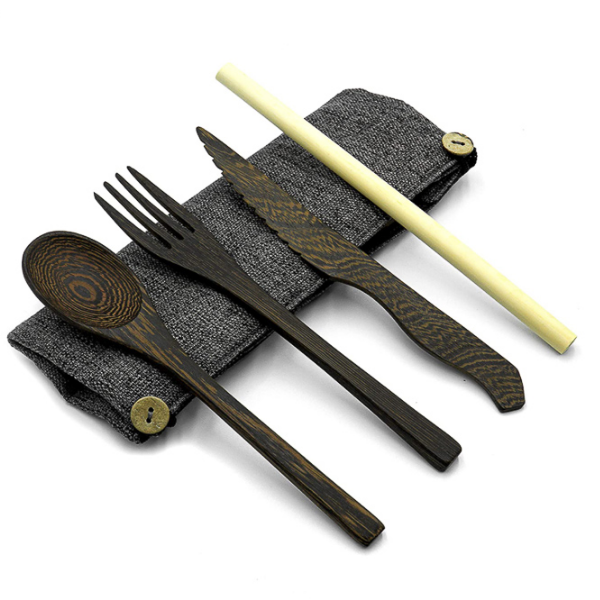 Reclaimed wood cutlery set