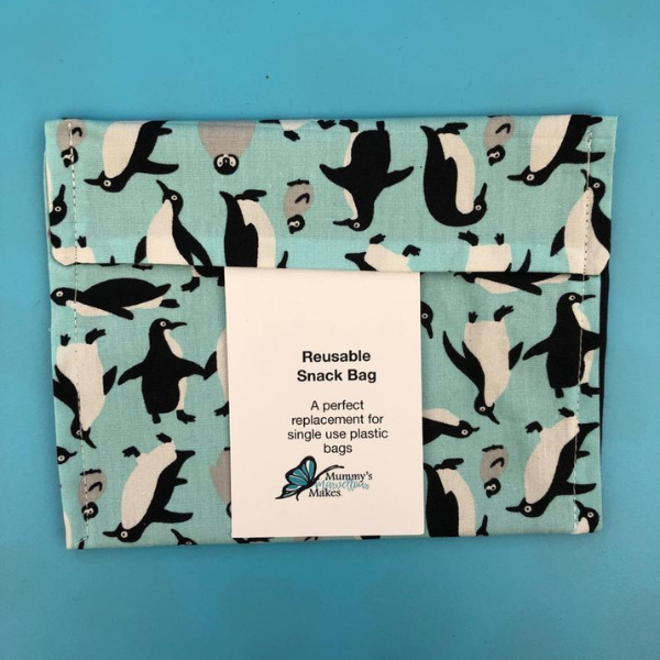 Reusable snackbag Penguins, blue