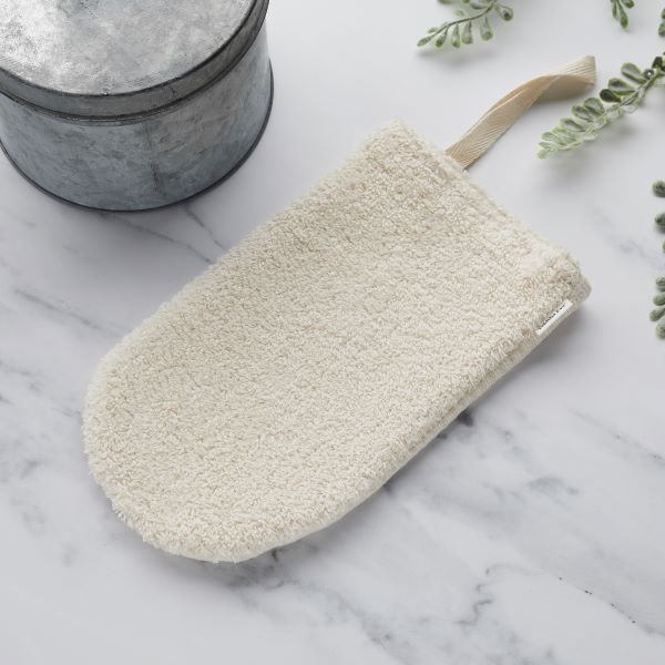 Cotton biodegradable shower mitt