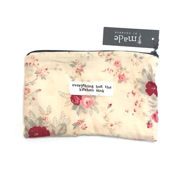 Vintage fabric pouch Everything but the kitchen sink Floral