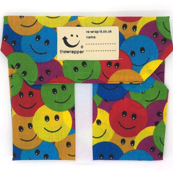 Smiley sandwich wrapper (multicoloured smiley faces)