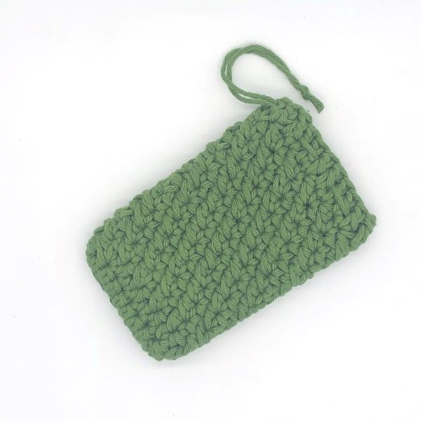 Soap saver bag crocheted forest green