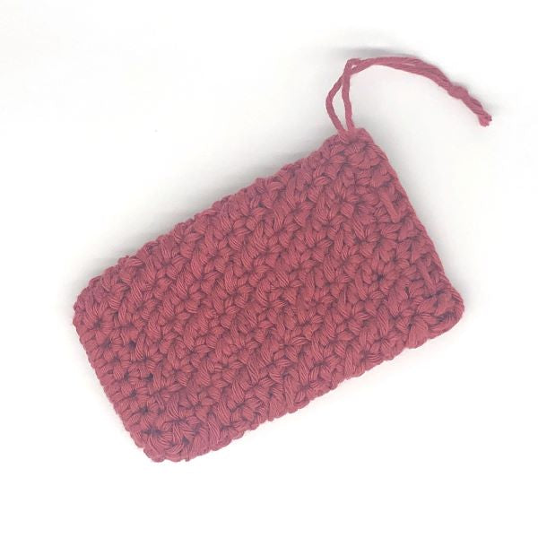 Soap saver bag crocheted plum